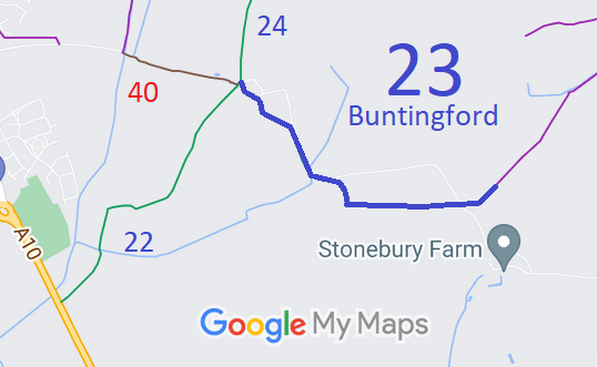 Map showing recorded Buntingford paths