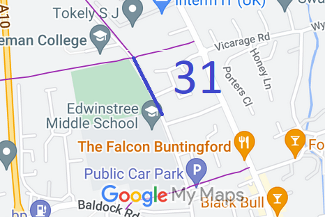 Map showing recorded Buntingford paths