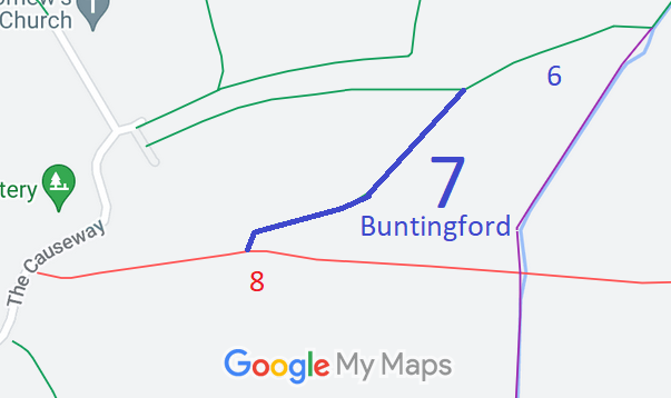 Map showing recorded Buntingford paths