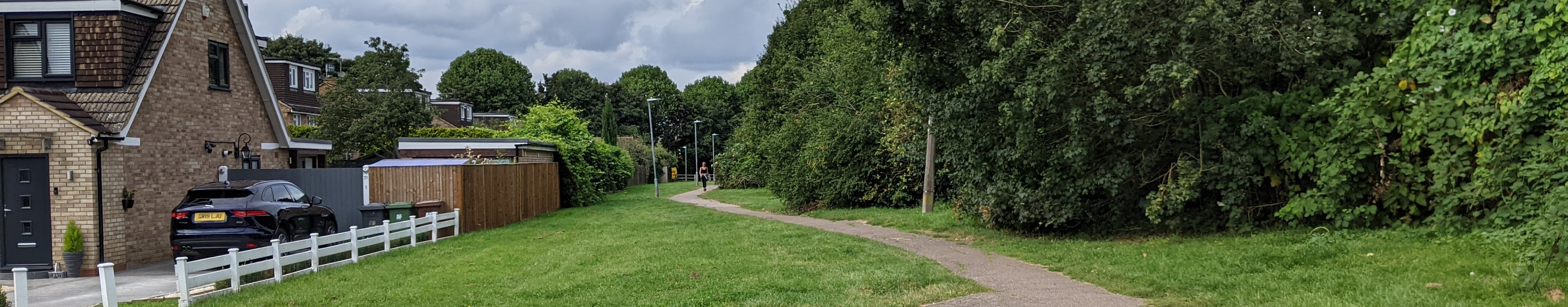 2004 Retrospective - Image of Bushey 55 bridleway taken in 2021 showing wide grassy path