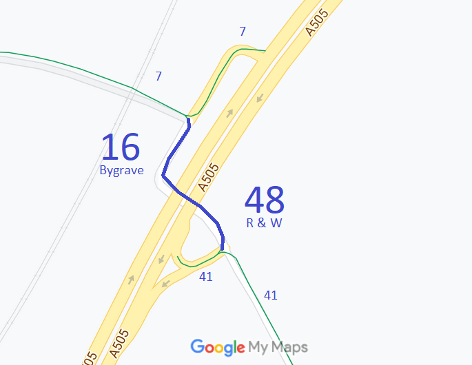 Map showing Rushden and Wallington 48 bridleway