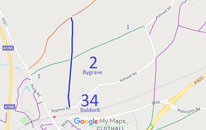 Map showing Bygrave 2