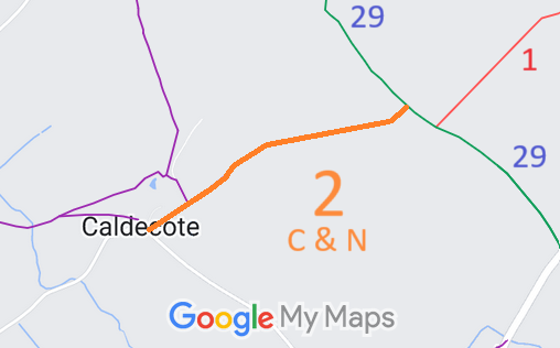 Map showing recorded Caldecote paths