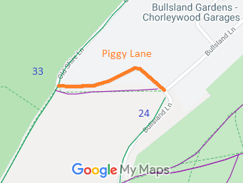 Map showing Chorleywood Piggy Lane