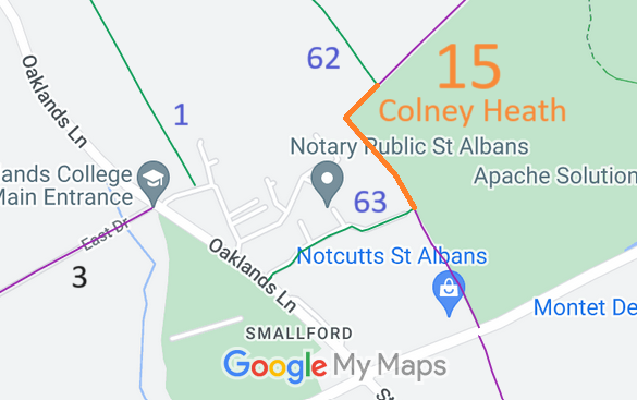 Map showing recorded Colney Heath paths