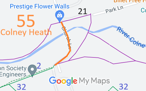 Map showing recorded Colney Heath paths