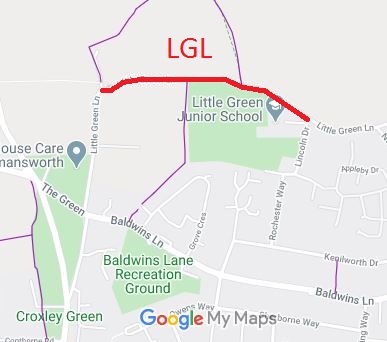 Map showing Little Green Lane