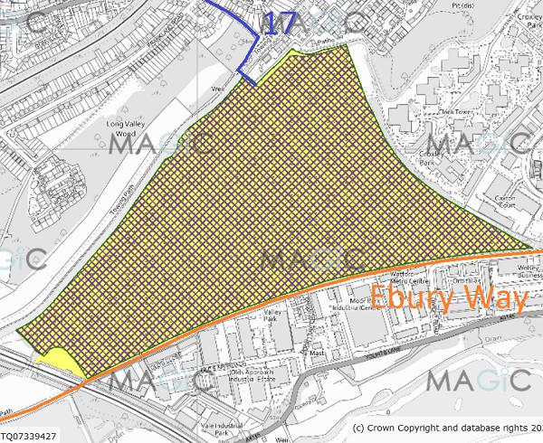 Map showing Croxley Green Common Moor