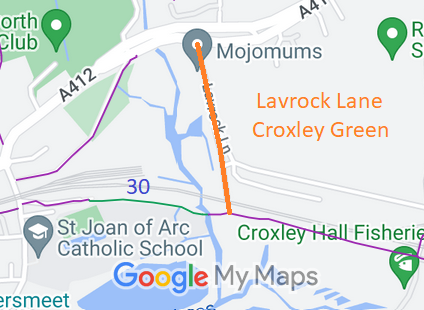 Map showing Lavrock Lane