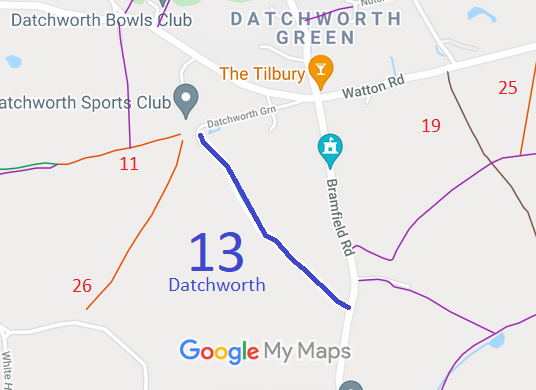 Map showing Datchworth 13
