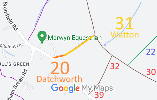 Map showing recorded Datchworth paths