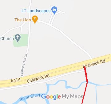 Map showing Cat Lane, Eastwick