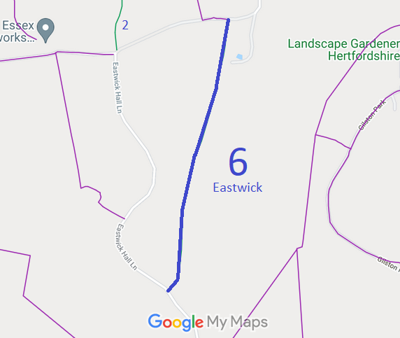 Map showing Eastwick and Gilston 6