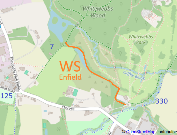 Map showing Enfield Whitewebbs South