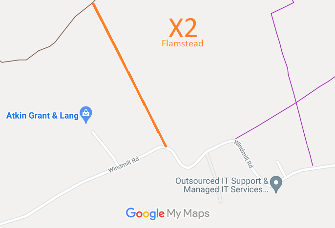 Map showing Flamstead X2