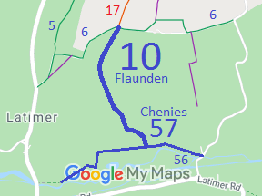 Map showing Flaunden 10 and Chenies 57