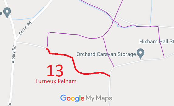 Map showing Furneux Pelham 13