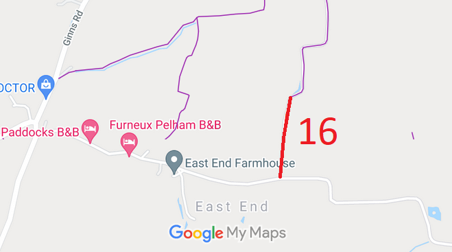 Map showing Furneux Pelham 16