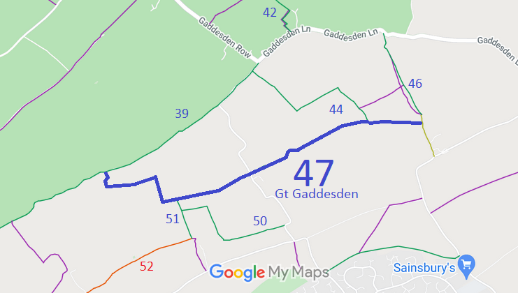 Map showing Great Gaddesden 47