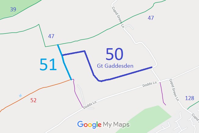 Map showing Great Gaddesden 50 and 51