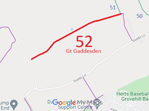 Map showing Great Gaddesden 52