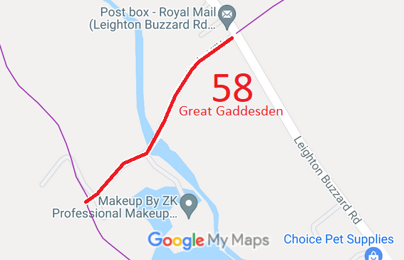 Map showing Great Gaddesden 58