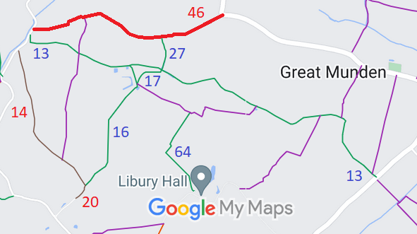 Map showing Great Munden 46 byway