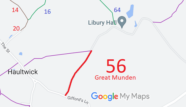 Map showing Great Munden 56 restricted byway