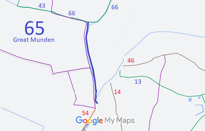 Map showing recorded Great Munden paths
