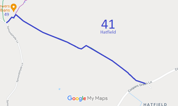 Map showing Hatfield paths