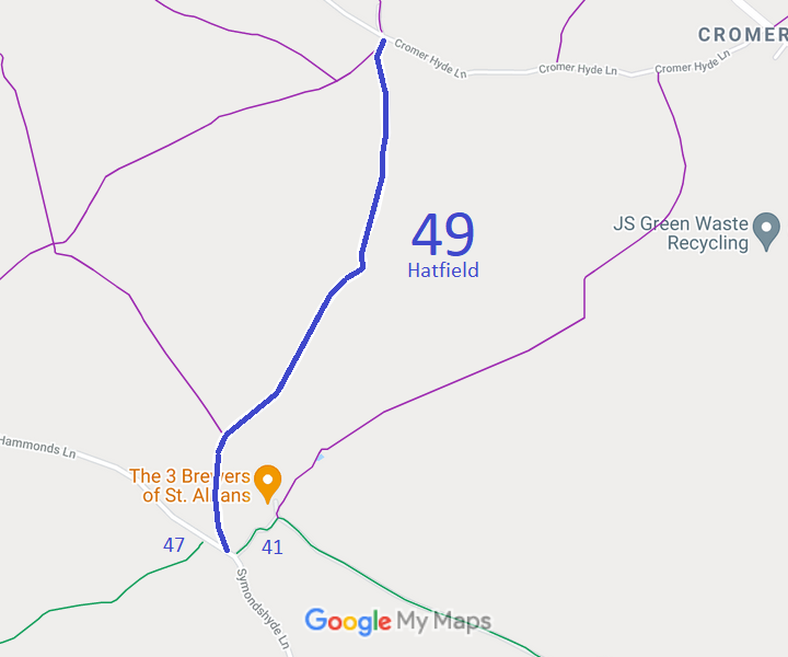 Map showing Hatfield paths