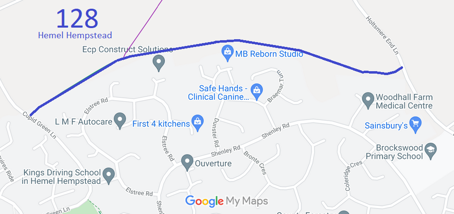 Map showing recorded Hemel Hempstead paths