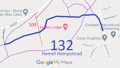 Map showing recorded Hemel Hempstead paths