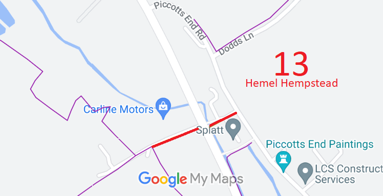 Map showing recorded Hemel Hempstead paths