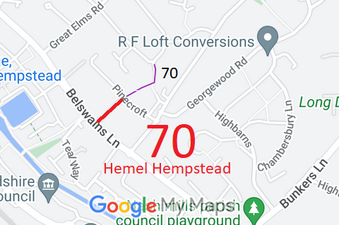 Map showing recorded Hemel Hempstead paths