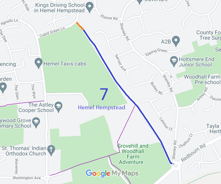Map showing recorded Hemel Hempstead paths