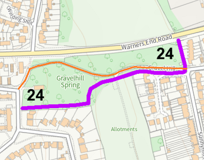 Map showing recorded Parish paths
