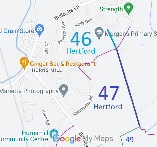Map showing recorded Hertford paths