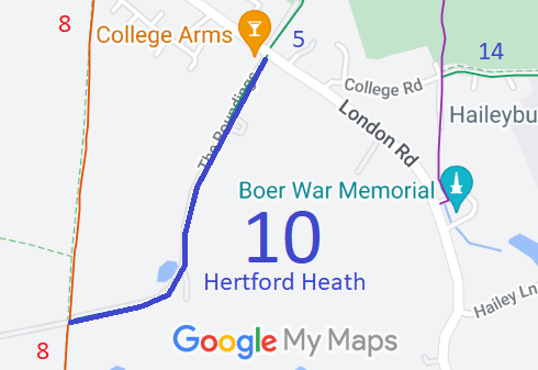 Map showing recorded Hertford Heath paths