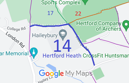 Map showing recorded Hertford Heath paths