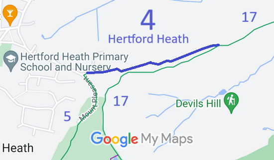 Map showing recorded Hertford Heath paths