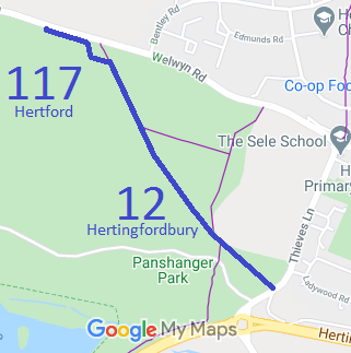 Map showing Hertingfordbury 12 Bridleway