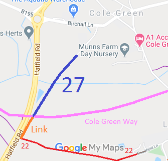Map showing Hertingfordbury 22 Byway
