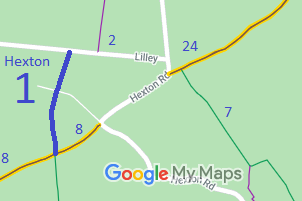 Map showing Hexton 1 bridleway