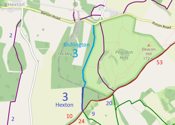 Map showing Hexton 3