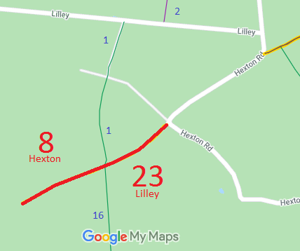 Map showing Hexton 8