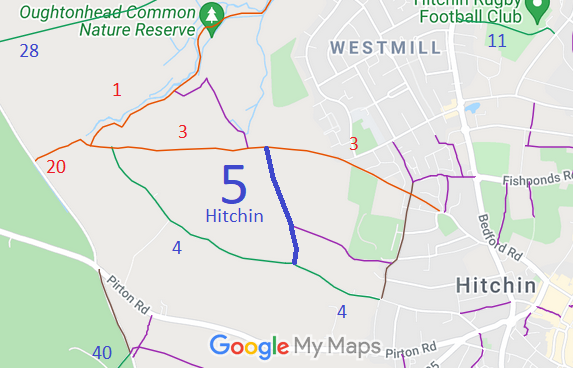 Map showing recorded Hitchin paths