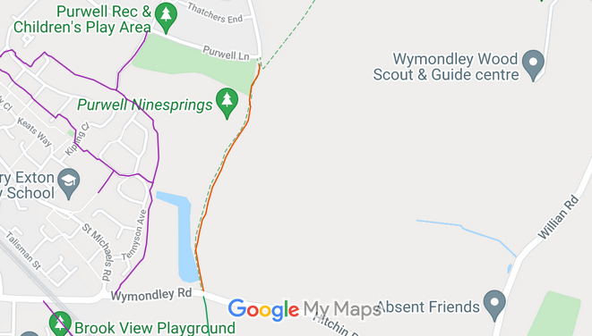 Map showing recorded Hitchin paths