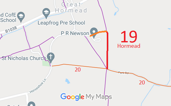 Map showing Hormead 19