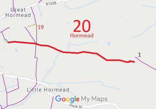 Map showing Hormead 20